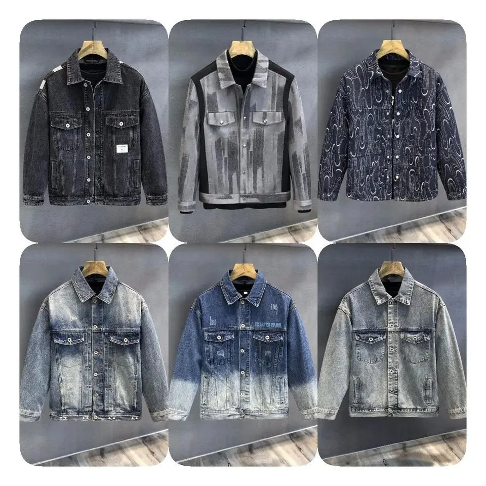 Chodian Jean Jacket for Men, Fashion Mens Denim Jacket Washed Classic Casual Distressed Ripped Slim Fit Trucker Jacket