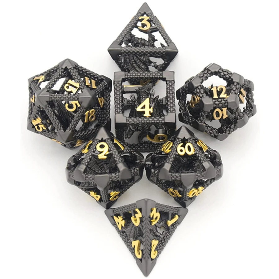 MINI PLANET DND Dice Set 3D Flying Dragon Metal Polyhedral Dice For TRPG Dungeons&Dragons Game Wholesale Custom DND Dice Metal
