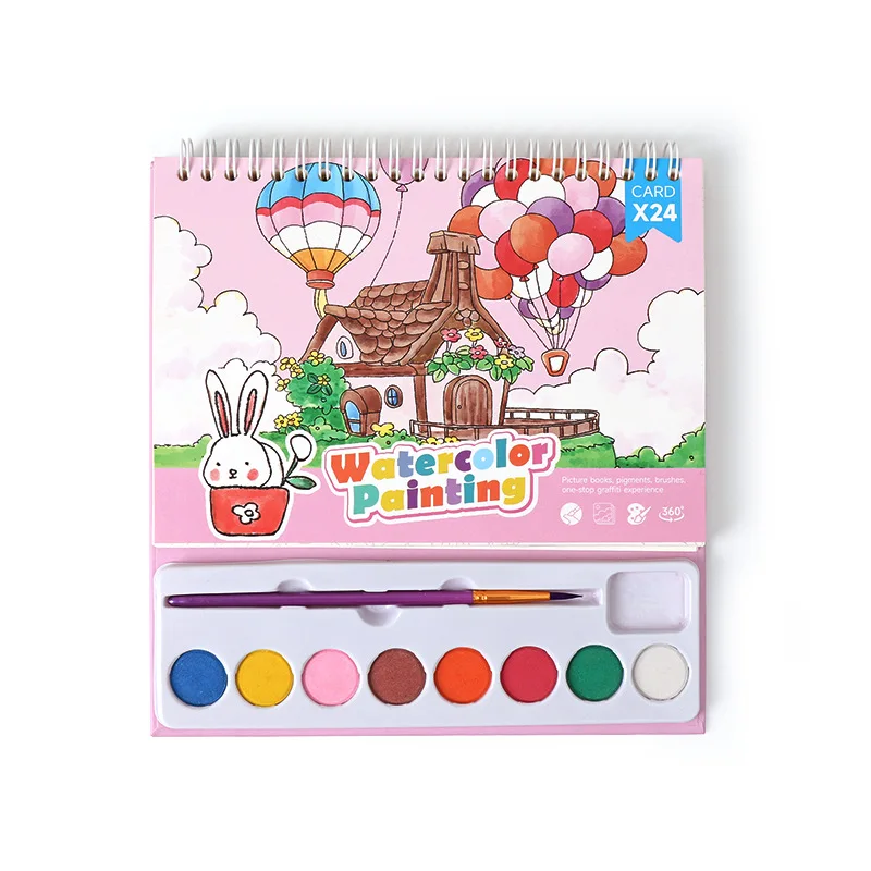 Cartoon Watercolor Painting Palette Set DIY Art Notebooks Painting Toys For Kids