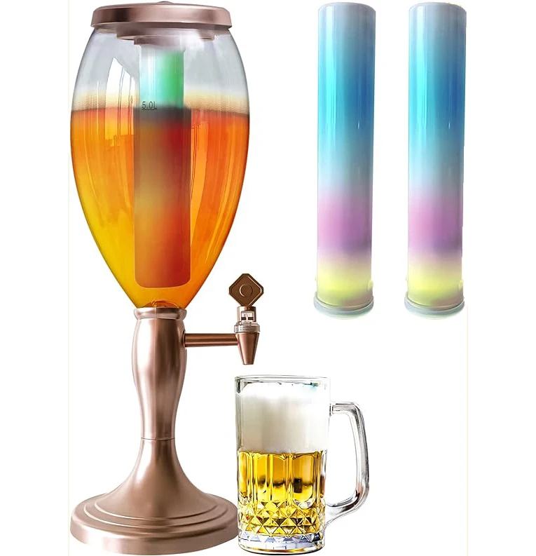 Beer Tower Dispenser with Ice Pipe and LED Light oz Mimosa Drink Dispenser with Tap Margarita Drink Tower for Party Home