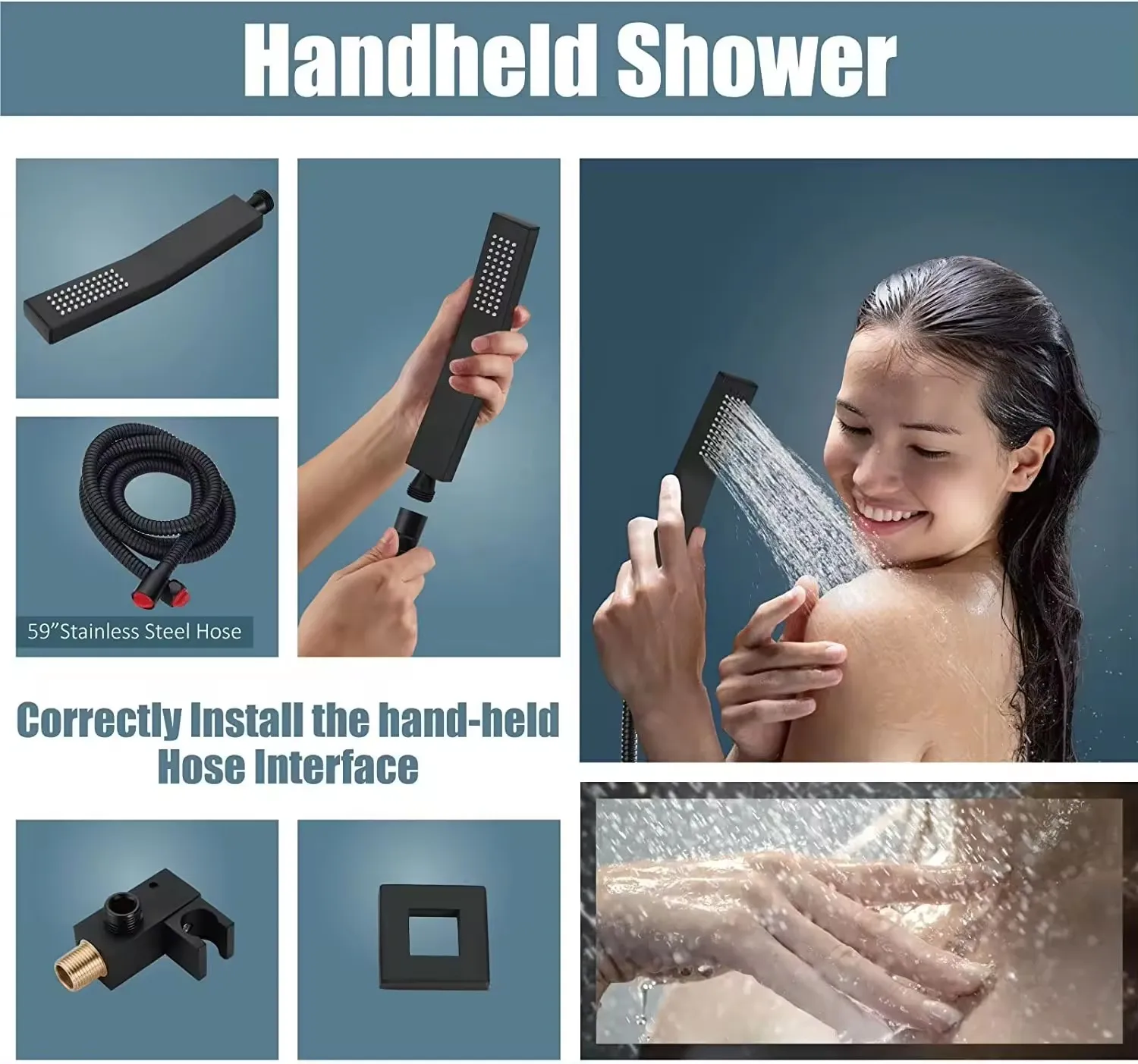 KR New Launch Bathroom concealed shower mixer sets stainless steel rain shower system 2 functions hot and cold water mixer