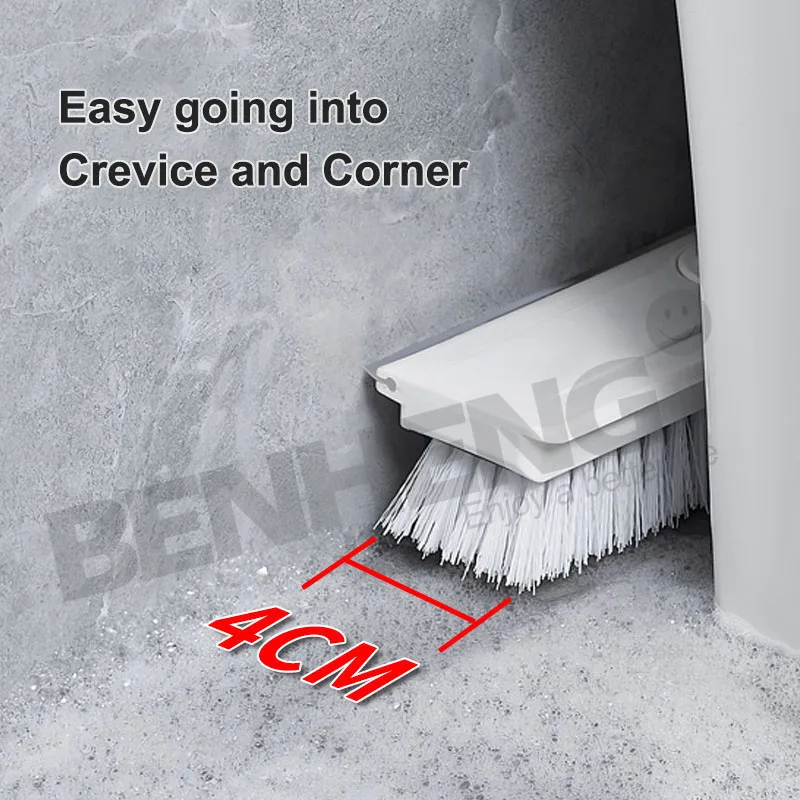 360 Degree Rotating Floor Brush with Squeegee/Scraper Cleaning Brush With Long Handle For Bathroom Floor