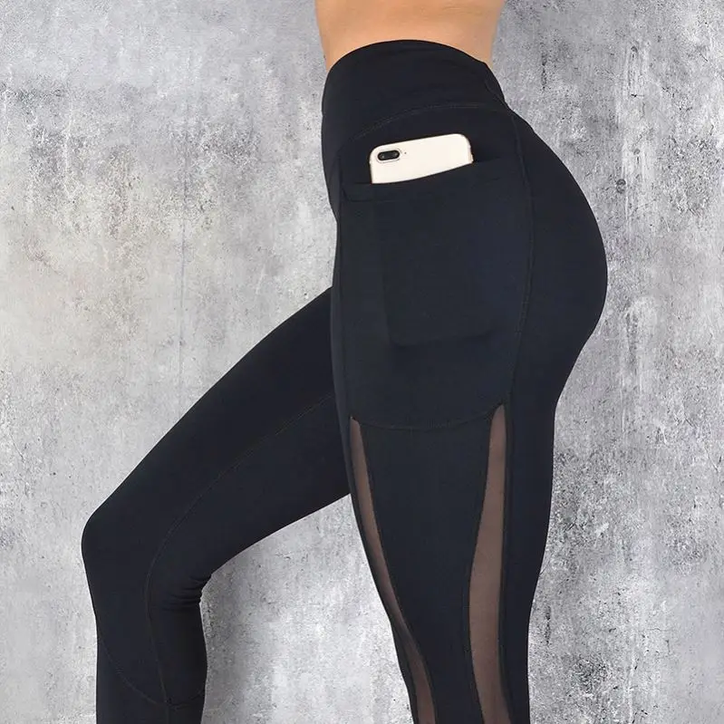 Custom Gym Wear Women Winter Sports Pants Nylon Spandex Mesh Yoga Leggings