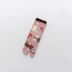 Japanese autumn and winter cartoon fancy two toes fun thermal socks with toes