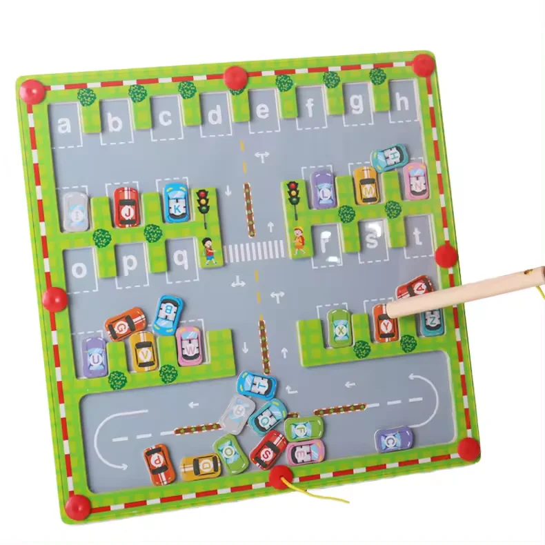 Magnetic Alphabet Maze Letter Puzzle Montessori Fine Motor Skills Education Travel Car Park Toys Gifts for Toddler Girls Boys
