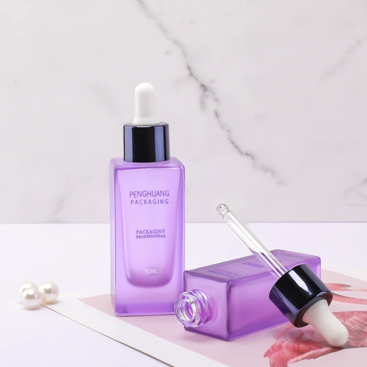 30ml 50ml amber glass packaging cosmetic glass pump bottle moisturize essential oil serum dropper bottle