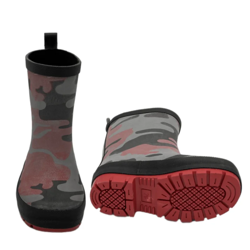 OEM Logo Child Fashion Waterproof Wellington Camouflage Gum Boots Toddler Rubber Rain Boots Unisex