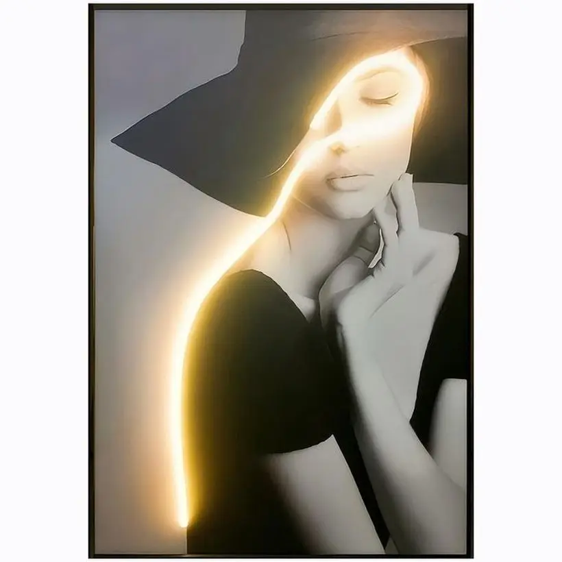 high-quality Wall Painting Led Light Portraits Painting Entrance Decorative Illuminating Picture Wall Art