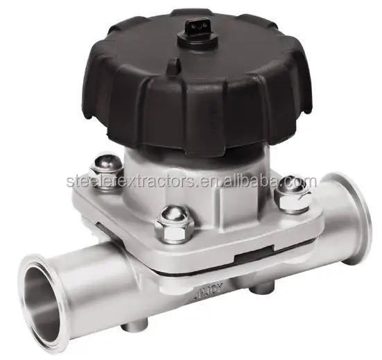 Санитарный пневматический диафрагменный клапан SS 316L PTFE +