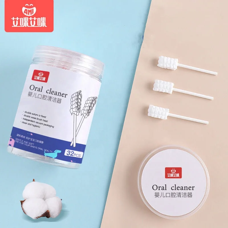 
Paper handles disposable gauze oral cleaning brush newborn baby gauze oral tooth cleaner 