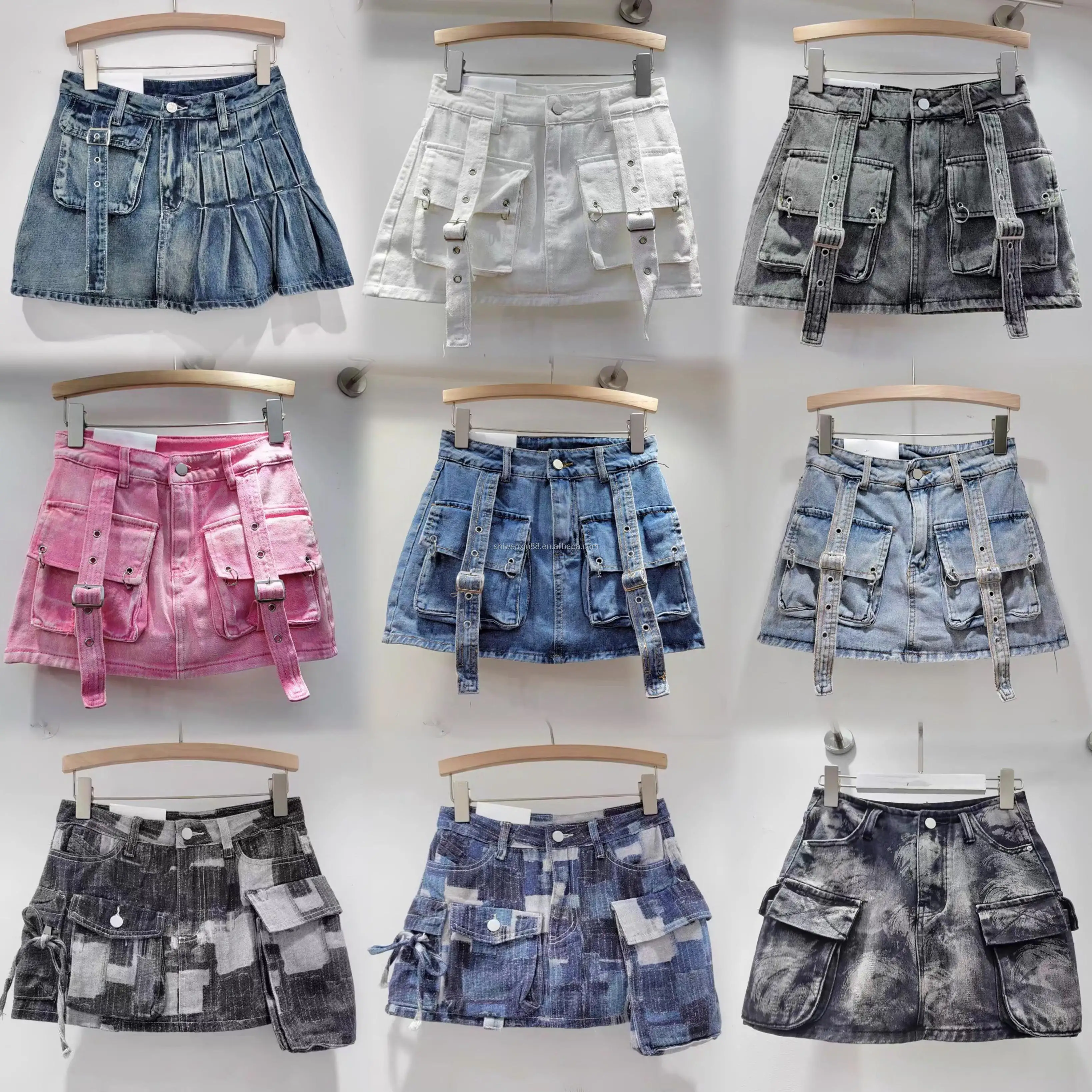 Factory direct sales new fashion design blue denim skirt cheap high quality high waist short mini denim skirt women