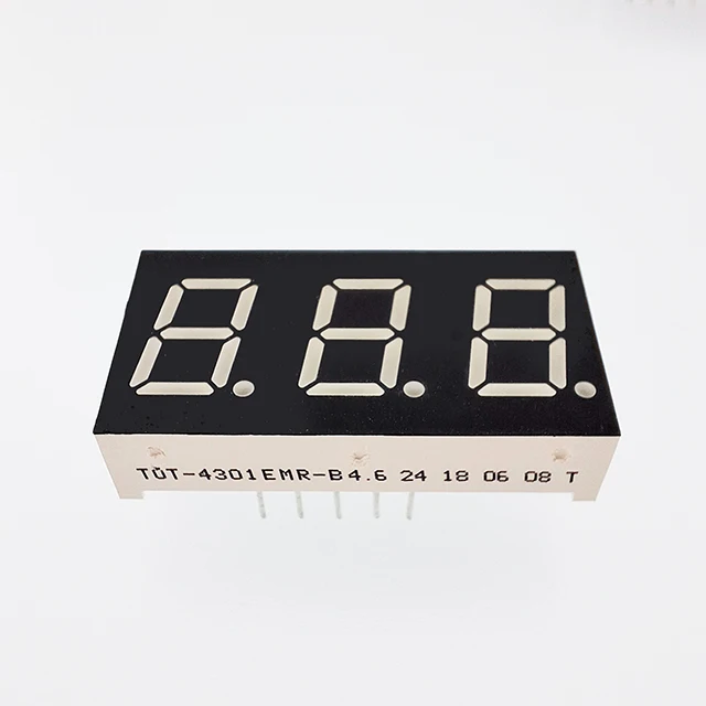 Factory Direct Supply 3 Digit 7 Segment LED Display 0.4 Inch 3 Digit LED Display 16(L)*30.1(W)*7(H)Mm LED Screen Digital Display