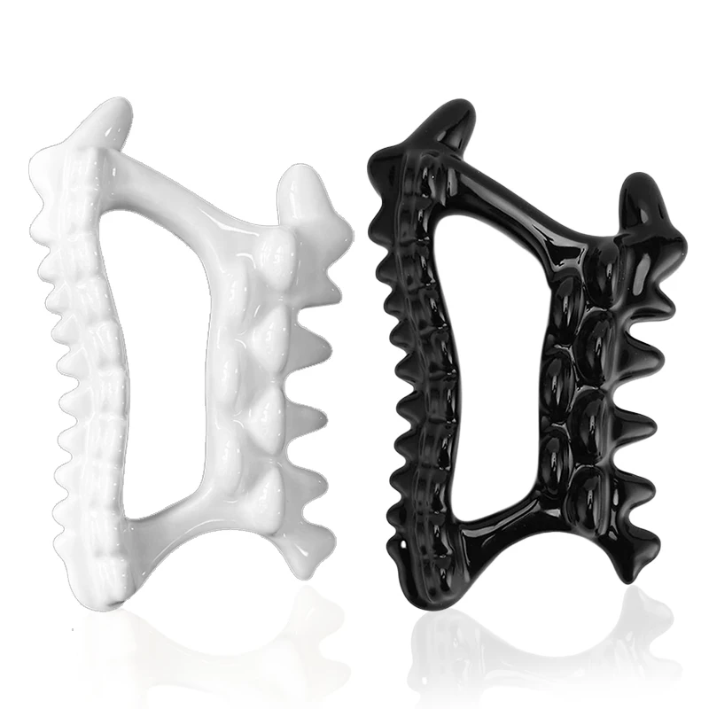 2023 Hot Selling Multifunctional Body Healthcare Massage Ceramic Guasha Stone Custom Logo White Black Ceramic Jade Gua Sha Tool