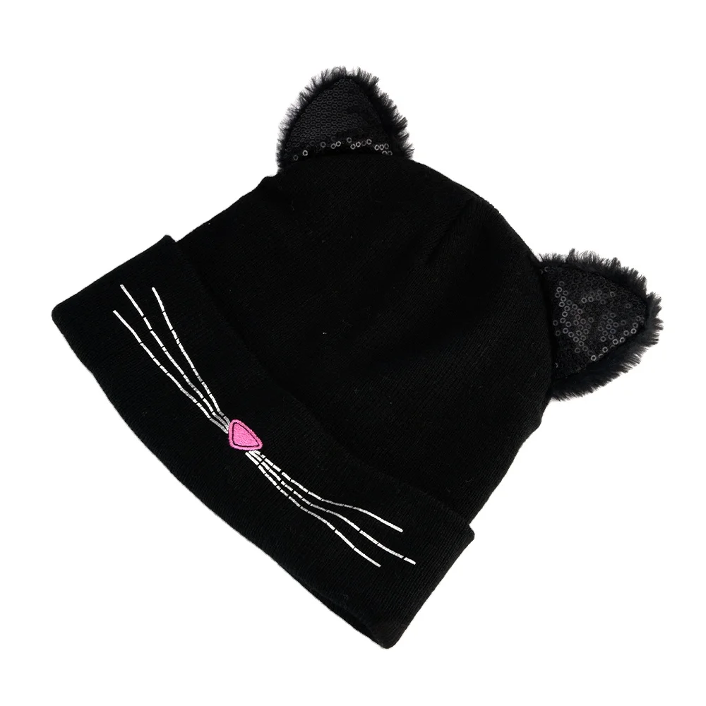 Baby Cute Knitted Pattern Cat Ear Warm Beanie Hat for Kids