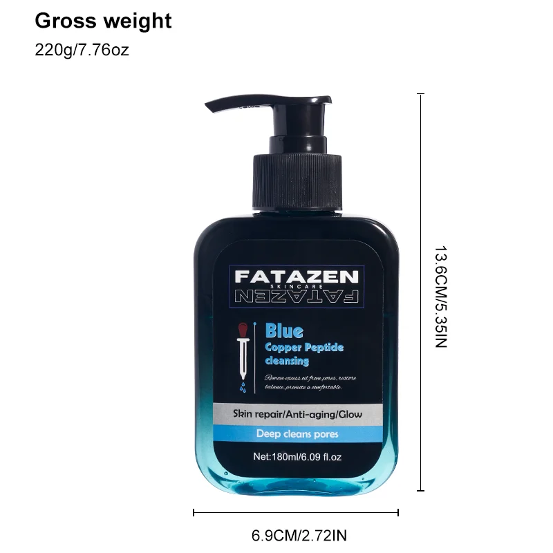 OEM Luxury Foaming Smoothing Anti Acne Deep Cleansing Face Wash Wholesale Blue Copper Peptide Cleansing Gel Facial Cleanser