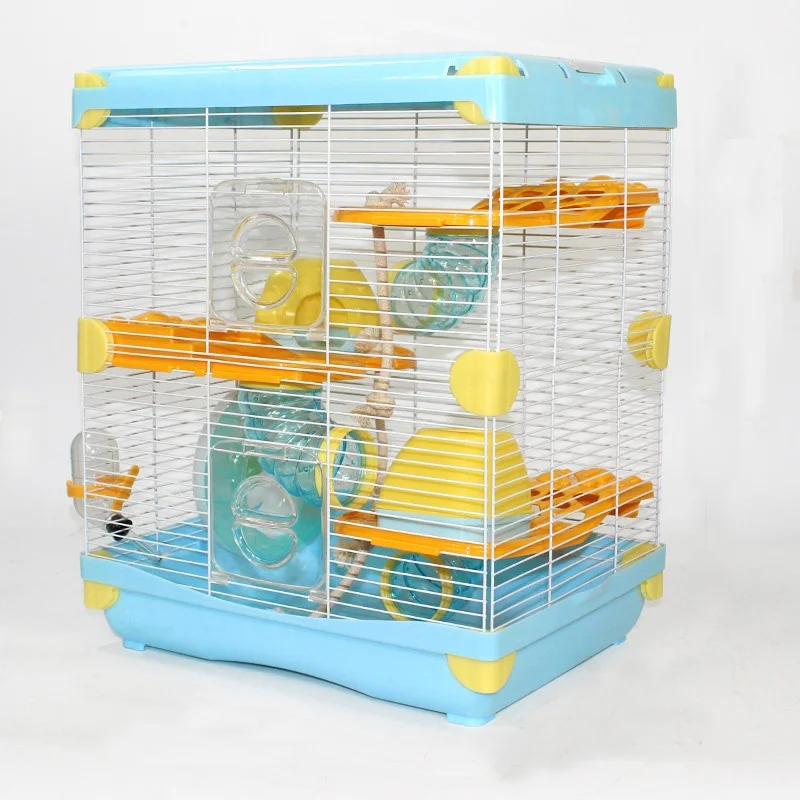 Transparent portable double-decker luxury hamster cage
