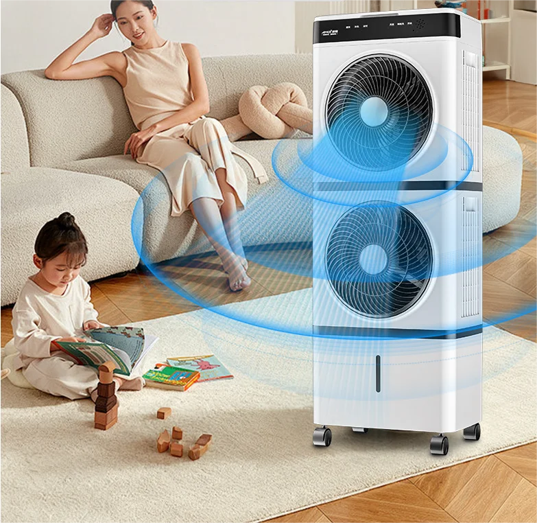 Wholesale Double Layer 14L Evaporative  Mobile Mechanical Floor Water  Air Cooling Fan Air Cooler For household