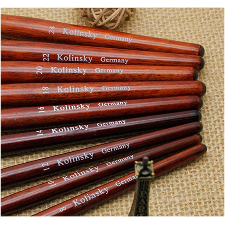 Iksbeauty Пользовательский логотип красные деревянные Кисти для ногтей Kolinsky