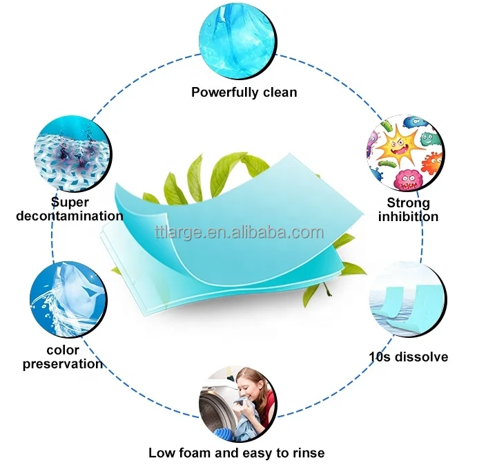 Biodegradable Custom Scented Deep Clothes Cleaning Laundry Detergent Soap Bubble Paper Sheets Eco Friendly