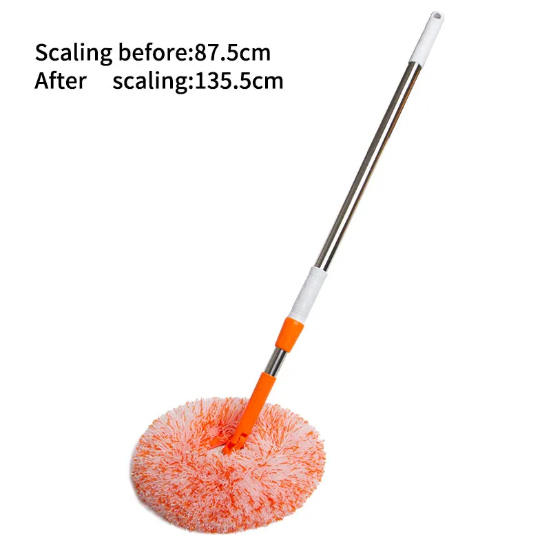 Multi-Functional Orange Color 180 CM Long Telescopic Steel Handle 360 Rotatable Chenille Microfiber Clean Round Mop