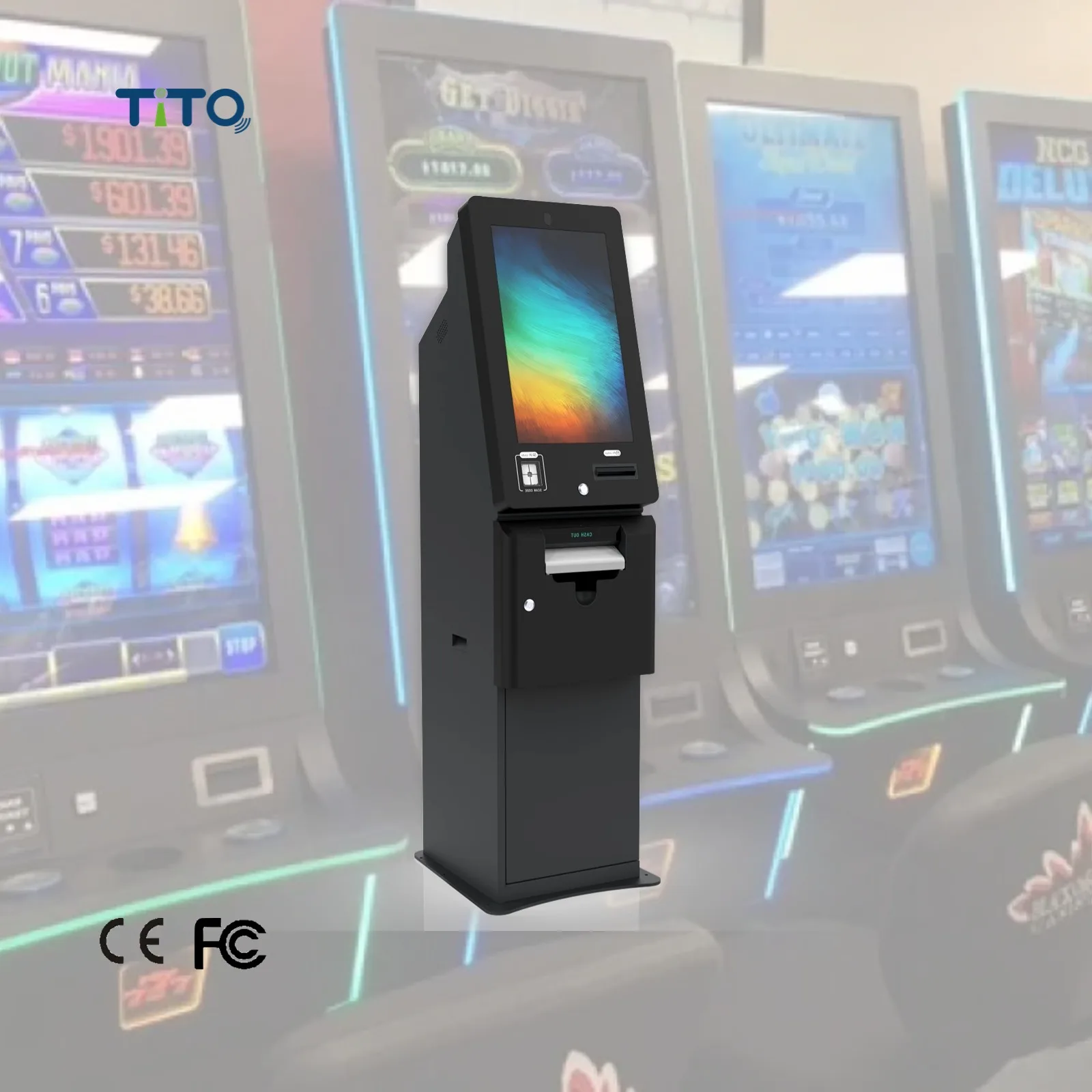 Skill game ticket redemption terminal self service kiosk COAM terminal for skill game cabinet gaming machine