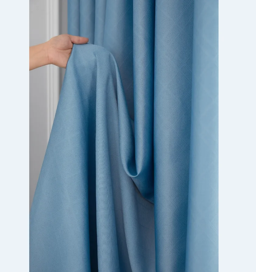 Cheap High Quality Super Triple Weaving Artwork Embossing Plain Blackout Curtain Fabric