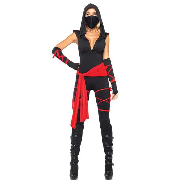Sexy Ninja Costumes Japan Samurai Cosplay Anime Halloween Costumes for Women Adult Warrior One-Pieces Jumpsuits Carnival Dress