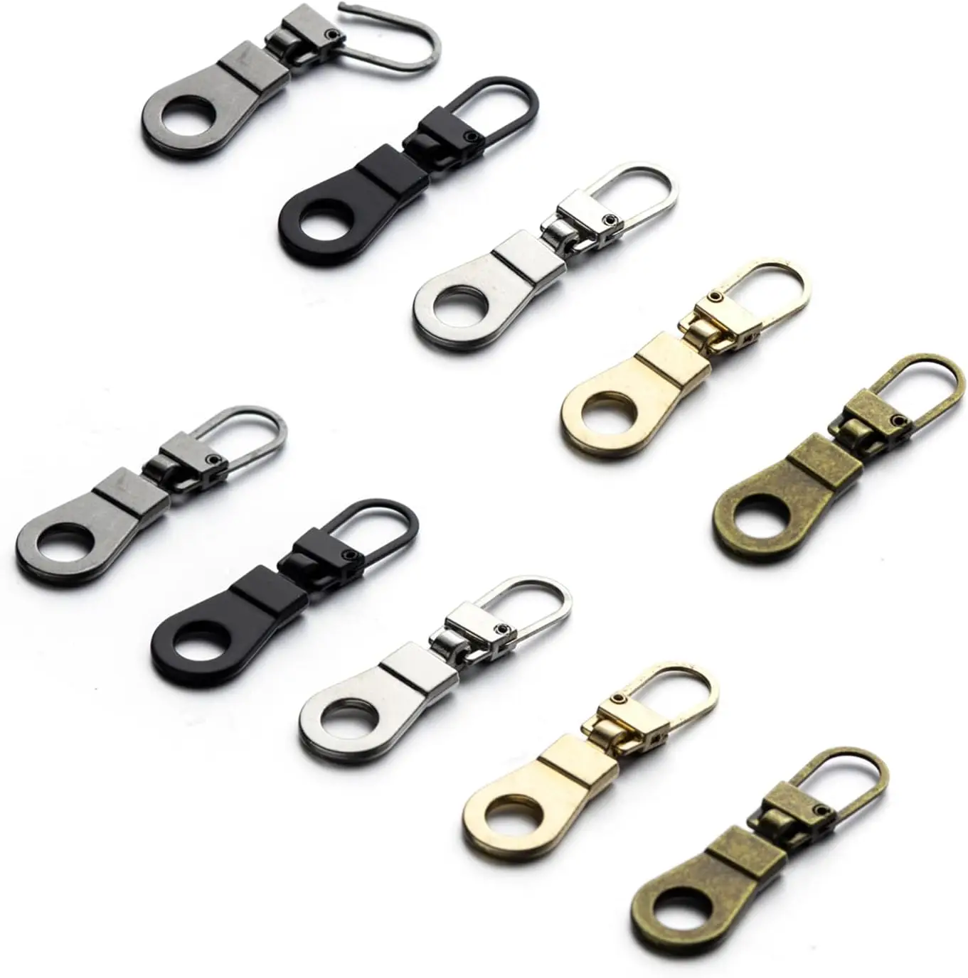 The 10pcs Zipper Pull Replacement,Detachable Zipper Repair for Clothing Jackets Boots Purse