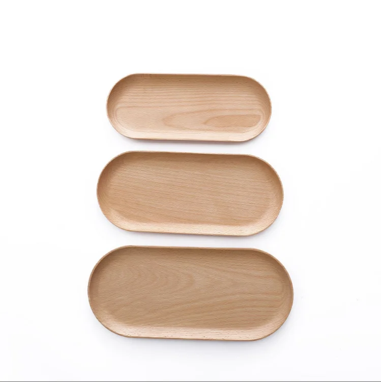 Japanese oval paintless solid beech wood bread sushi food serving plate