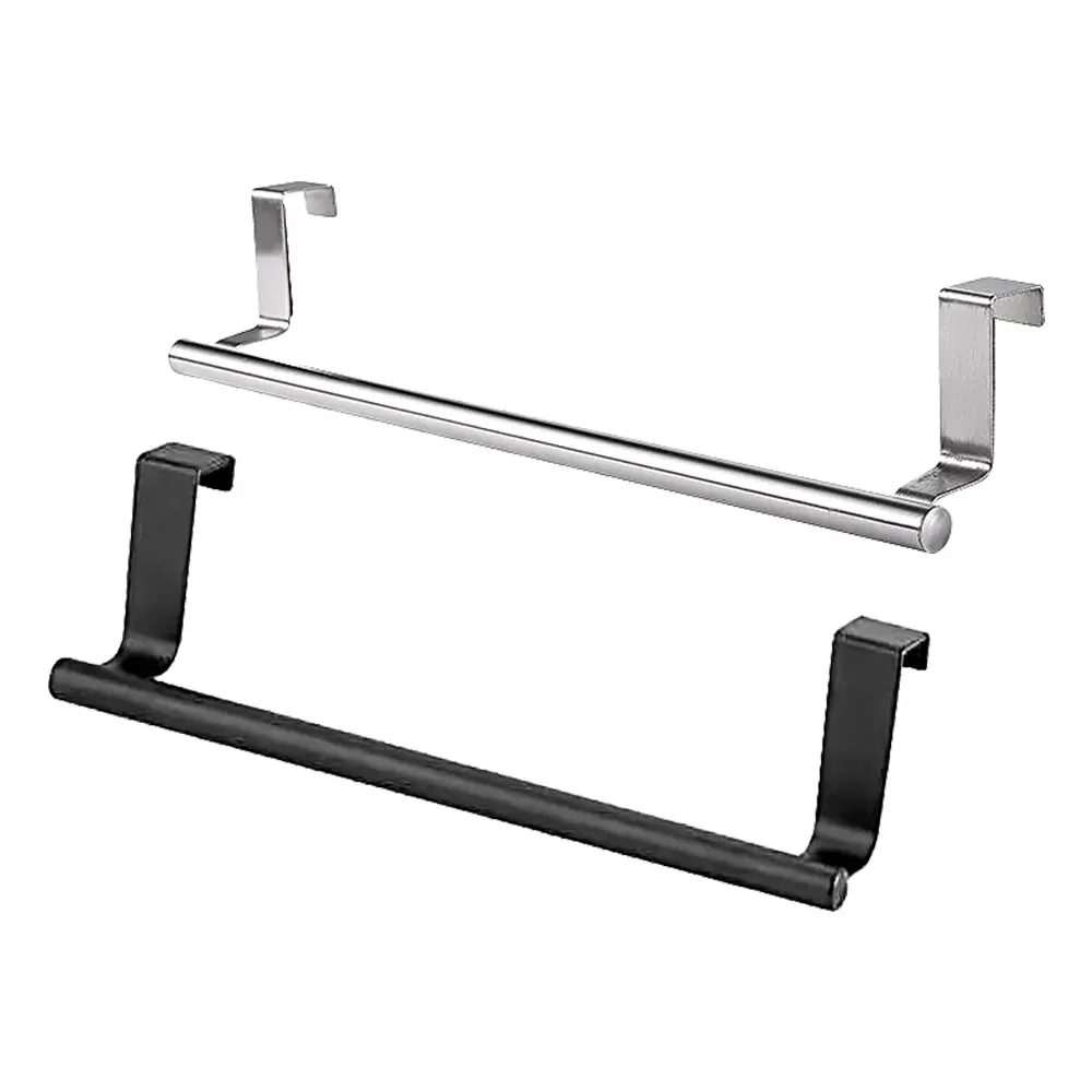 Stainless Steel Over Cabinet/Door Kitchen Bathroom Towel Rail Holder Hanging Design Anti-scratch Strip Multi-functional
