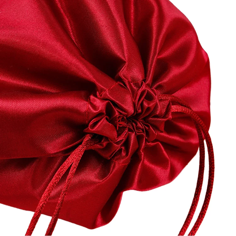 Customizable Logo Satin Striped Drawstring Smooth Silk Underwear Wig Dust Bag pocket gifts bag cosmetic bag