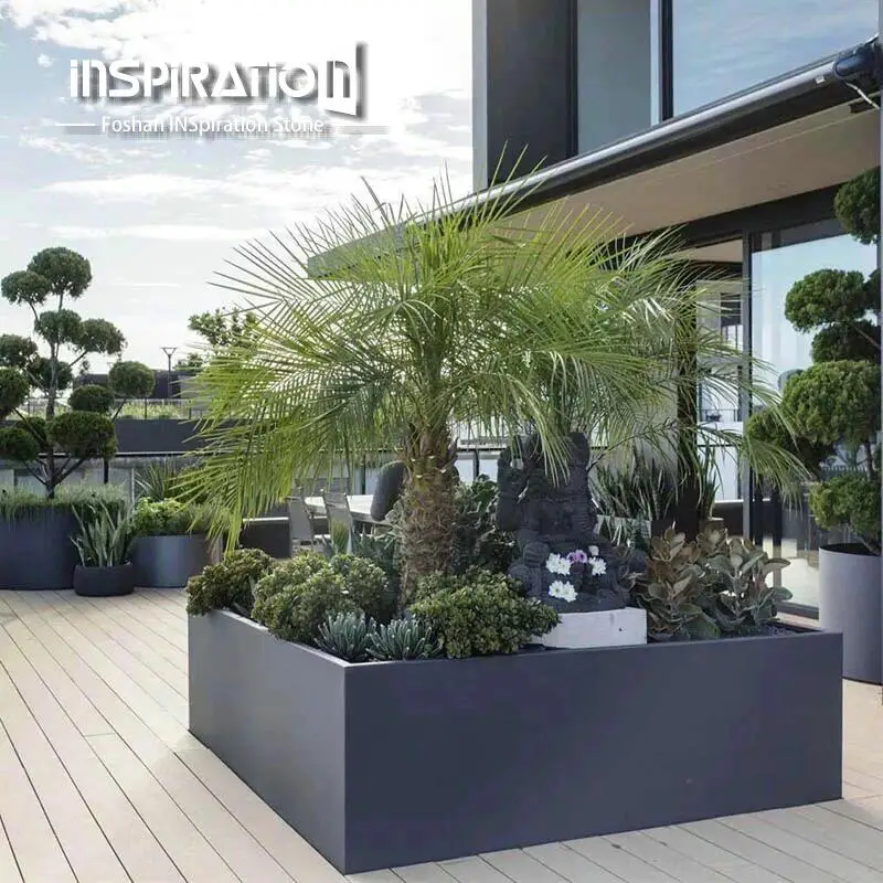 Round Big Flower Pots with Drain Hole Garden Home Decoration Resin Outdoor Planter Pots for Planting fiberglass planters