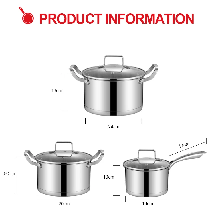 Wholesale Induction Cookware 6Pcs Cooking Pots And Pans Cookware Set Stainless Steel With Non Stick Frying Pan