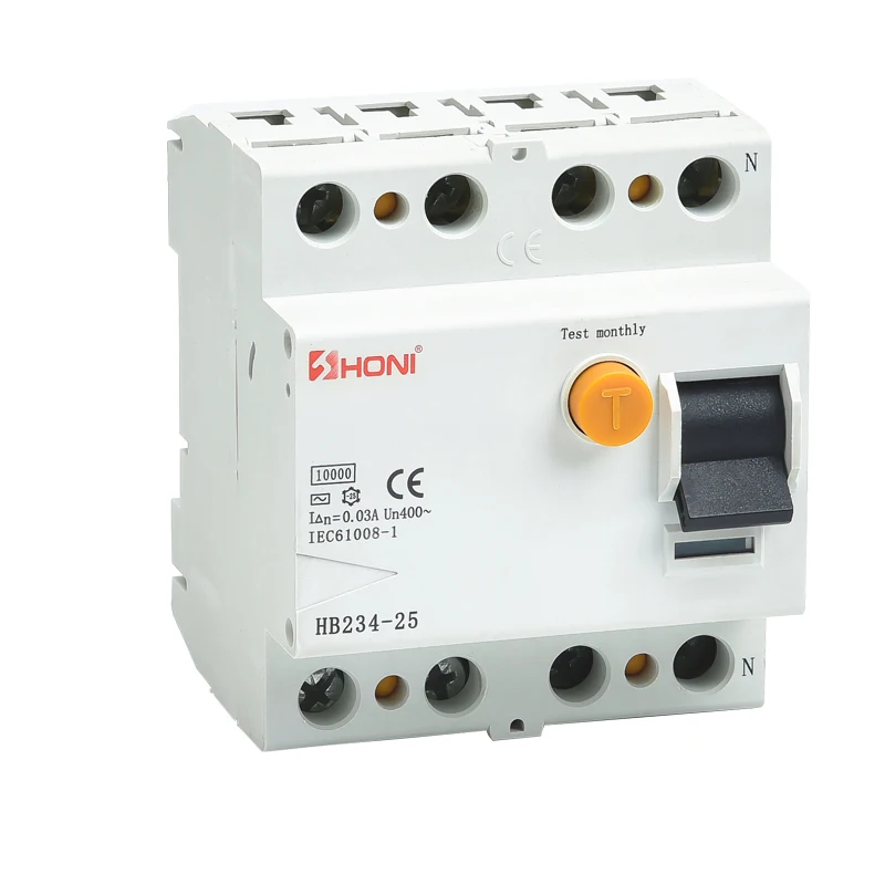 4pole rccb 16A 30mA 100ma 32a 40a mcb  6KA f7 PFIM Residual Current Circuit Breaker