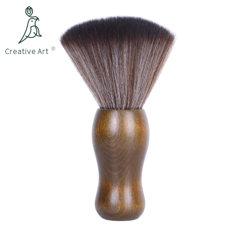 Soft Fiber Synthetic Hair Barber Hairdresser Neck Duster Brushes Wood Handle Haircut Neck cleaning Shave Brush