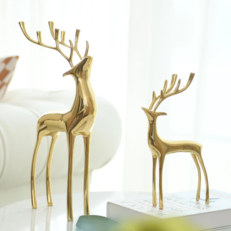 Pure copper copper deer light luxury ornaments home accessories brass cabinet porch wine cabinet christmas decorations home