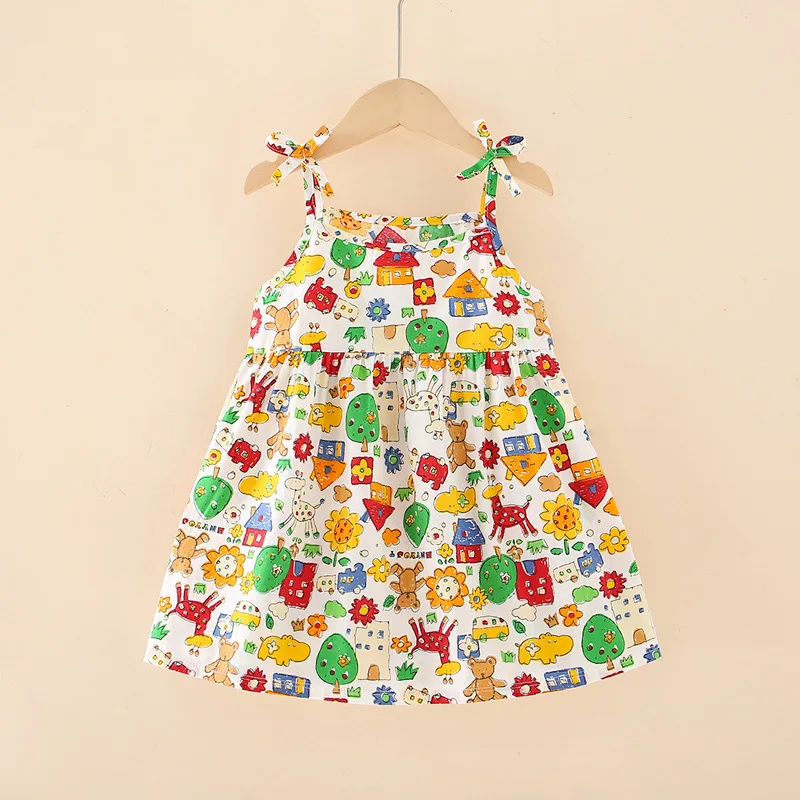 Baby Girl Northeast Big Flower New Summer Dress 2024 Summer Suspender Skirt Thin Section
