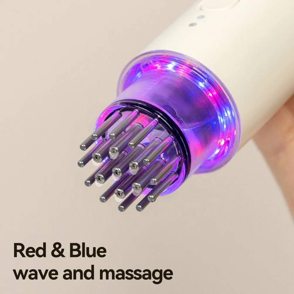 Kimairay Hair Serum Castor Comb Oil Applicator Treatment Hair Oil Applicator Scalp Massager Red LED Light for Hair Growth