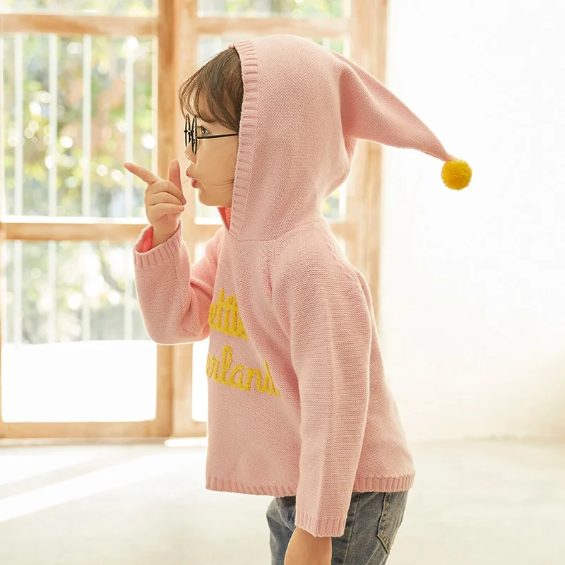 
100% cotton knits pullover cute custom embroidery baby girl boy sweater clothes for winter 