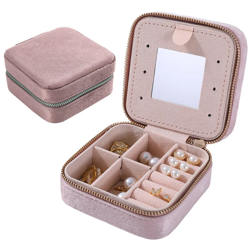 Compact And Stylish Velvet Jewelry Case For Safe And Organized Storage Travel Jewelry Box