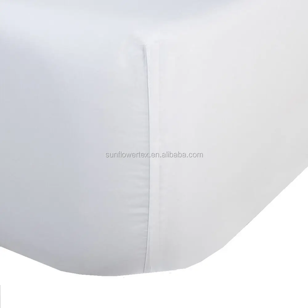 
Home and hotel Fitted Sheet 200T Cotton Polyester Flat Sheet White 