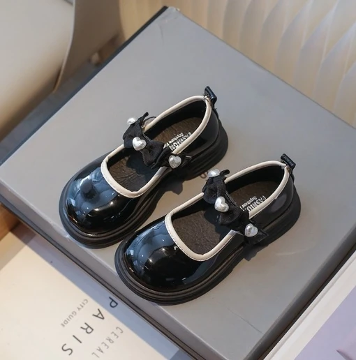 Student Leather Shoes Retro girls shallow mouth Velcro school round head flat girls school shoes for women women school shoes