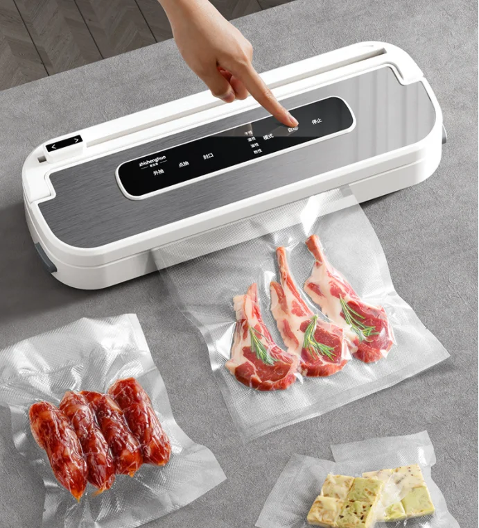 Single-Touch Portable Stainless Steel 65Kpa Vacuum Food Sealer Built-in Cutter Sealer Machine