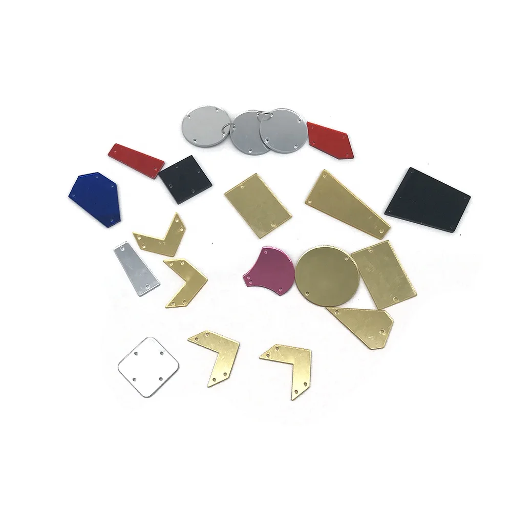 Q001 flat back rhinestone gem acrylic mirror sew on rhinestone beads with holes for dancing clothes