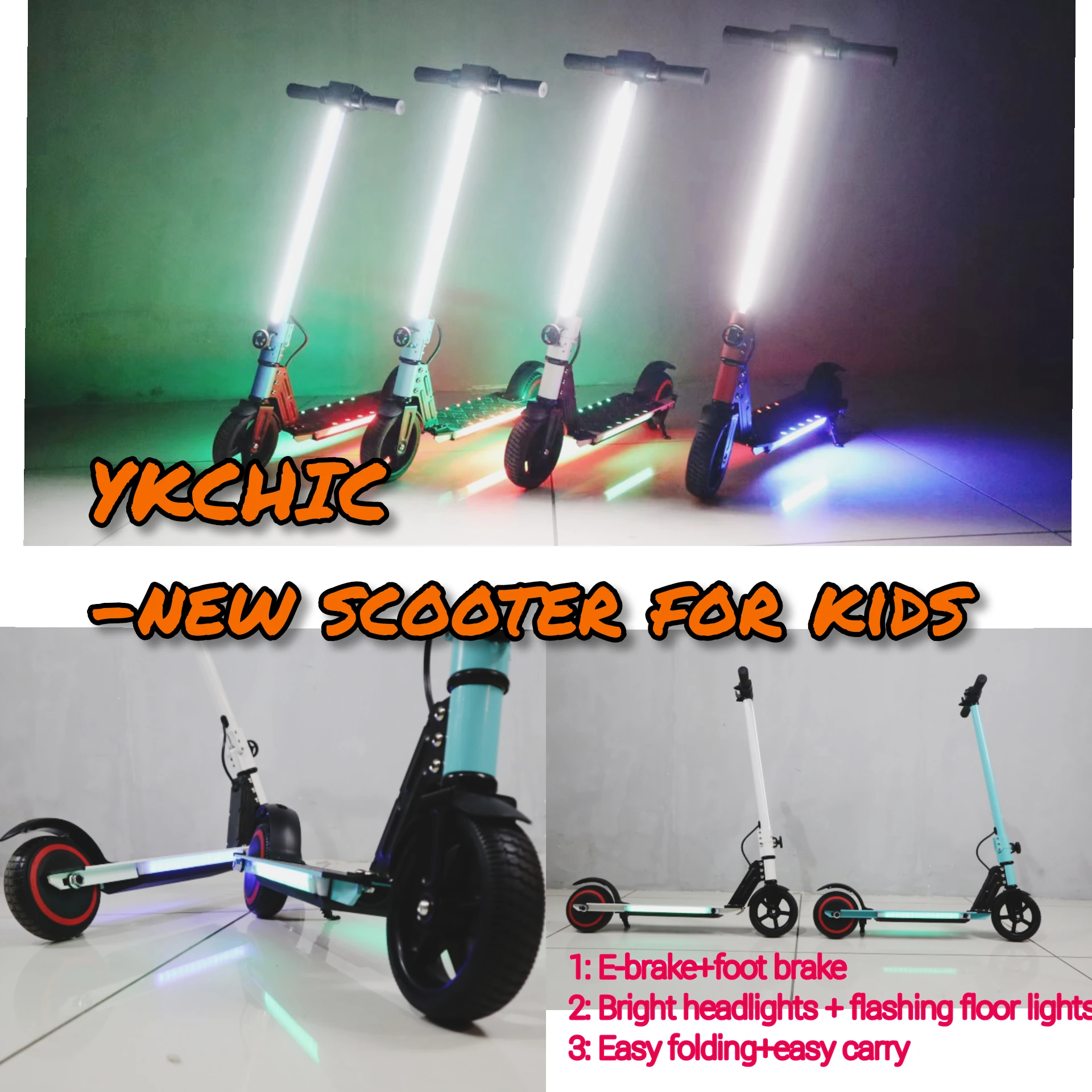new electric kick scooter for kids for 6 to 13 years old  with E-brake with bright light