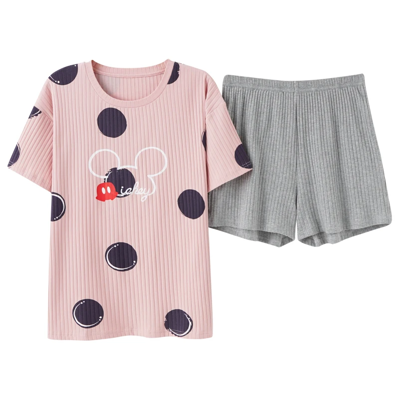 Korea Wholesales  Printing Cotton Plus Size Cute Girls Womens Man Cotton Sleepwear Pajamas