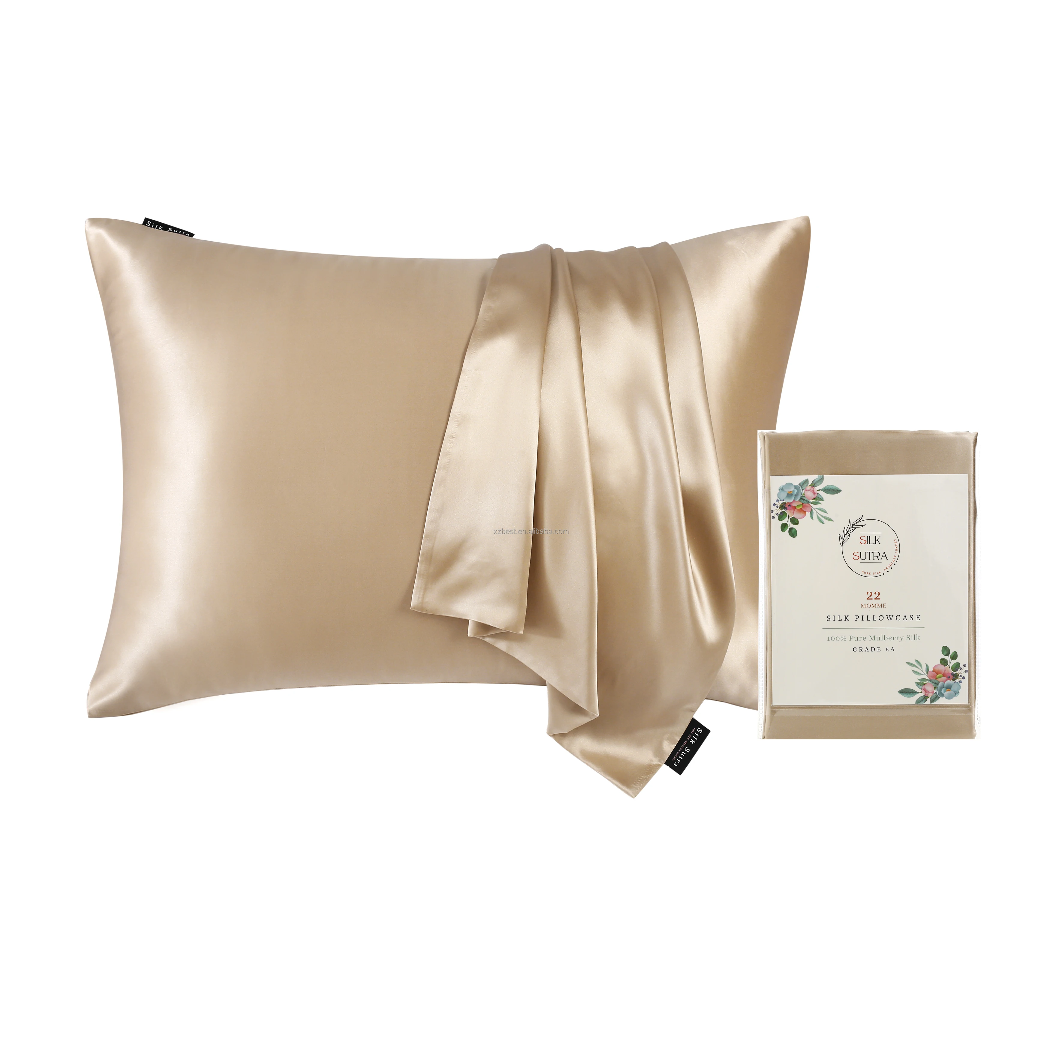 OEKO Tex Standard 100 Best Quality 100% Mulberry Silk Pillowcase 22mm Shiny Luxury Comfort Cushion Case for Home and Hotel Use