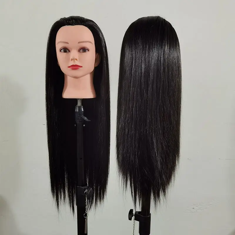 Female 100% Synthetic Hair Mannequin Head Hair Styling Training Doll Cosmetology Manikin Head Doll Training Head for Hairdresser