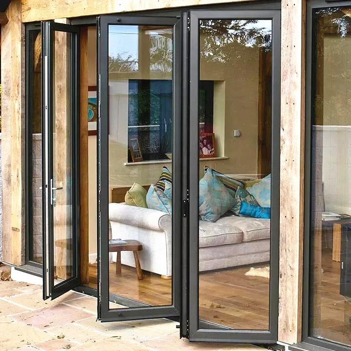 Hot Sale Customized Waterproof Exterior Aluminium Glass Bifold Patio Door Aluminum Sliding Bi Folding Door