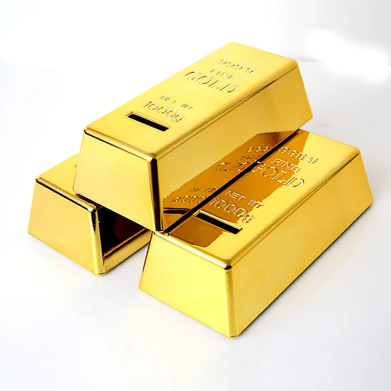 plastic gold bar bullion piggy bank